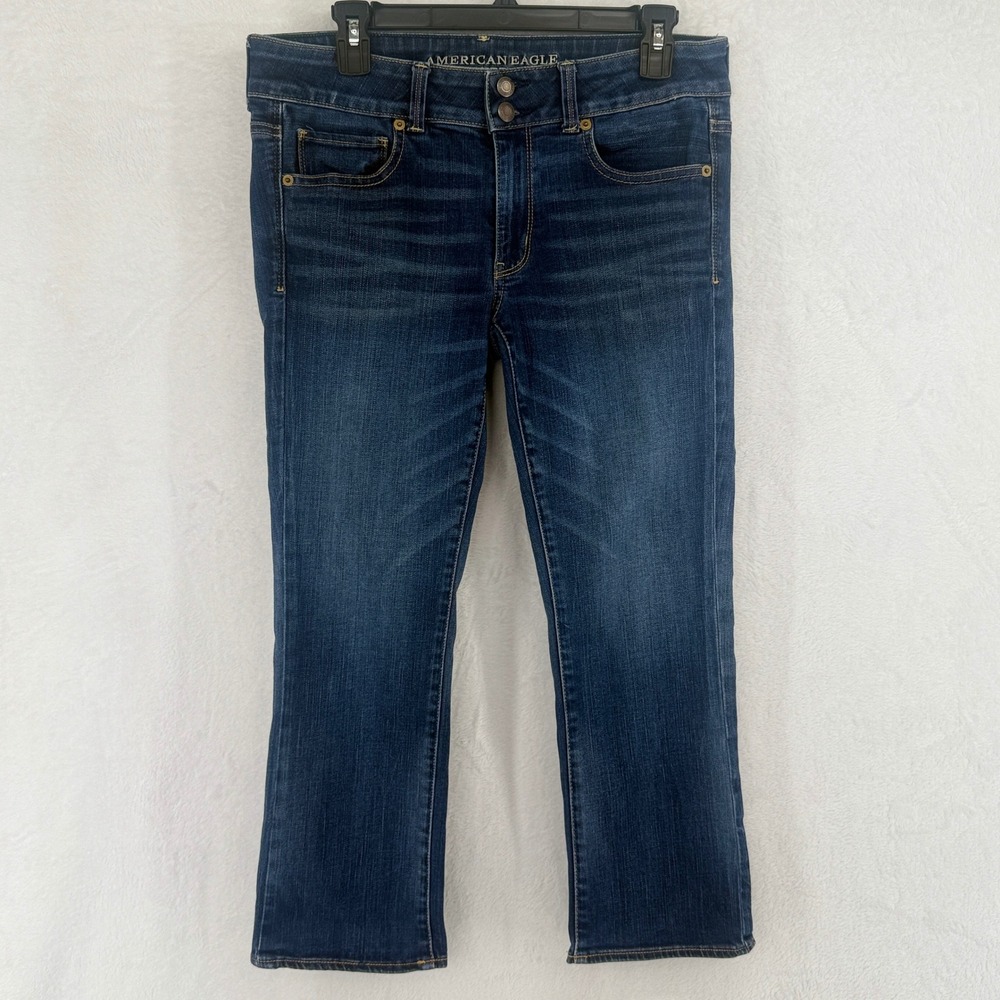 American Eagle Artist Crop Jeans Womens 10 Dark Wash Super Stretch Denim